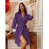 Ekouaer Robes for Women Knee Length Bathrobe Lightweight Kimono Robe 3/4 Sleeve Loungewear Soft Sleepwear with Pockets S-XXL(Purple)