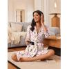 Ekouaer Robes for Women Knee Length Bathrobe Lightweight Kimono Robe 3/4 Sleeve Loungewear Soft Sleepwear with Pockets S-XXL(Striped Wine Bottle)