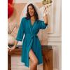 Ekouaer Robes for Women Knee Length Bathrobe Lightweight Kimono Robe 3/4 Sleeve Loungewear Soft Sleepwear with Pockets S-XXL(Turquoise)