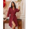 Ekouaer Robes for Women Knee Length Bathrobe Lightweight Kimono Robe 3/4 Sleeve Loungewear Soft Sleepwear with Pockets S-XXL(Wine Red)