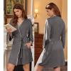 Ekouaer Robes for Women Knee Length Kimono Bathrobe 3/4 Sleeve Sleep Robe Cozy Sleepwear with Pockets S-XXL(Dark Gray)