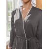 Ekouaer Robes for Women Knee Length Kimono Bathrobe 3/4 Sleeve Sleep Robe Cozy Sleepwear with Pockets S-XXL(Dark Gray)