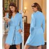 Ekouaer Robes for Women Knee Length Kimono Bathrobe 3/4 Sleeve Sleep Robe Cozy Sleepwear with Pockets S-XXL(Light Blue)