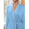 Ekouaer Robes for Women Knee Length Kimono Bathrobe 3/4 Sleeve Sleep Robe Cozy Sleepwear with Pockets S-XXL(Light Blue)