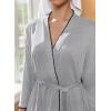 Ekouaer Robes for Women Knee Length Kimono Bathrobe 3/4 Sleeve Sleep Robe Cozy Sleepwear with Pockets S-XXL(Light Gray)