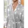 Ekouaer Robes for Women Knee Length Kimono Bathrobe 3/4 Sleeve Sleep Robe Cozy Sleepwear with Pockets S-XXL(Light Gray Star)