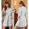 Ekouaer Robes for Women Knee Length Kimono Bathrobe 3/4 Sleeve Sleep Robe Cozy Sleepwear with Pockets S-XXL(Light Gray Star)