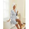 Ekouaer Robes for Women Knee Length Kimono Bathrobe 3/4 Sleeve Sleep Robe Cozy Sleepwear with Pockets S-XXL(Light Gray Star)