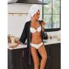 Ekouaer Robes for Women Ribbed Knit Bathrobe Soft Lightweight Knee Length Kimono Robe Ladies Sleepwear with Pockets S-XXL(Black)