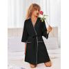 Ekouaer Robes for Women Ribbed Knit Bathrobe Soft Lightweight Knee Length Kimono Robe Ladies Sleepwear with Pockets S-XXL(Black)