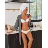 Ekouaer Robes for Women Ribbed Knit Bathrobe Soft Lightweight Knee Length Kimono Robe Ladies Sleepwear with Pockets S-XXL(Dark Grey)