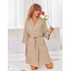 Ekouaer Robes for Women Ribbed Knit Bathrobe Soft Lightweight Knee Length Kimono Robe Ladies Sleepwear with Pockets S-XXL(Khaki)