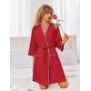 Ekouaer Robes for Women Ribbed Knit Bathrobe Soft Lightweight Knee Length Kimono Robe Ladies Sleepwear with Pockets S-XXL(Red)