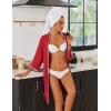 Ekouaer Robes for Women Ribbed Knit Bathrobe Soft Lightweight Knee Length Kimono Robe Ladies Sleepwear with Pockets S-XXL(Red)
