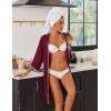 Ekouaer Robes for Women Ribbed Knit Bathrobe Soft Lightweight Knee Length Kimono Robe Ladies Sleepwear with Pockets S-XXL(Wine Red)