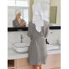 Ekouaer Robes for Women Short Knit Bathrobe Lightweight Kimono Robe Knee Length Loungewear S-XXL(Light Grey)