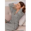Ekouaer Robes for Women Short Knit Bathrobe Lightweight Kimono Robe Knee Length Loungewear S-XXL(Light Grey)