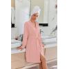 Ekouaer Robes for Women Short Knit Bathrobe Lightweight Kimono Robe Knee Length Loungewear S-XXL(Light Pink)