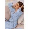Ekouaer Robes for Women Short Knit Bathrobe Lightweight Kimono Robe Knee Length Loungewear S-XXL(Pale Blue)