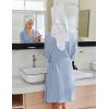 Ekouaer Robes for Women Short Knit Bathrobe Lightweight Kimono Robe Knee Length Loungewear S-XXL(Pale Blue)