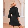 Ekouaer Robes for Women Waffle Knit Bathrobe Soft Lightweight Knee Length Loungewear S-XXL(Black)