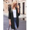 Ekouaer Robes for Women Waffle Knit Bathrobe Soft Lightweight Knee Length Loungewear S-XXL(Black)