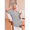 Ekouaer Robes for Women Waffle Knit Bathrobe Soft Lightweight Knee Length Loungewear S-XXL(Black Stripe)