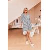 Ekouaer Robes for Women Waffle Knit Bathrobe Soft Lightweight Knee Length Loungewear S-XXL(Black Stripe)