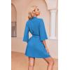 Ekouaer Robes for Women Waffle Knit Bathrobe Soft Lightweight Knee Length Loungewear S-XXL(Blue)