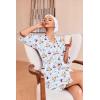 Ekouaer Robes for Women Waffle Knit Bathrobe Soft Lightweight Knee Length Loungewear S-XXL(Blue Stripe Teddy Bear)