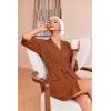 Ekouaer Robes for Women Waffle Knit Bathrobe Soft Lightweight Knee Length Loungewear S-XXL(Caramel Colour)