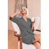 Ekouaer Robes for Women Waffle Knit Bathrobe Soft Lightweight Knee Length Loungewear S-XXL(Dark Grey)