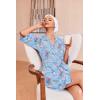 Ekouaer Robes for Women Waffle Knit Bathrobe Soft Lightweight Knee Length Loungewear S-XXL(Floral Blue)