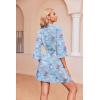 Ekouaer Robes for Women Waffle Knit Bathrobe Soft Lightweight Knee Length Loungewear S-XXL(Floral Blue)