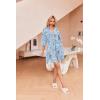 Ekouaer Robes for Women Waffle Knit Bathrobe Soft Lightweight Knee Length Loungewear S-XXL(Floral Blue)