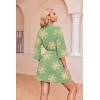 Ekouaer Robes for Women Waffle Knit Bathrobe Soft Lightweight Knee Length Loungewear S-XXL(Floral Green)