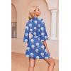 Ekouaer Robes for Women Waffle Knit Bathrobe Soft Lightweight Knee Length Loungewear S-XXL(Floral Leopard Blue)