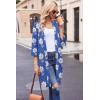 Ekouaer Robes for Women Waffle Knit Bathrobe Soft Lightweight Knee Length Loungewear S-XXL(Floral Leopard Blue)