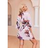 Ekouaer Robes for Women Waffle Knit Bathrobe Soft Lightweight Knee Length Loungewear S-XXL(Floral Light Pink)