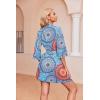 Ekouaer Robes for Women Waffle Knit Bathrobe Soft Lightweight Knee Length Loungewear S-XXL(Floral Mix Blue)