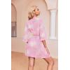 Ekouaer Robes for Women Waffle Knit Bathrobe Soft Lightweight Knee Length Loungewear S-XXL(Floral Pink)