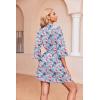 Ekouaer Robes for Women Waffle Knit Bathrobe Soft Lightweight Knee Length Loungewear S-XXL(Floral Red Purple)