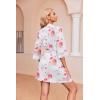 Ekouaer Robes for Women Waffle Knit Bathrobe Soft Lightweight Knee Length Loungewear S-XXL(Floral White Red)