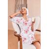 Ekouaer Robes for Women Waffle Knit Bathrobe Soft Lightweight Knee Length Loungewear S-XXL(Floral White Red)
