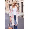 Ekouaer Robes for Women Waffle Knit Bathrobe Soft Lightweight Knee Length Loungewear S-XXL(Floral White Red)