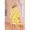 Ekouaer Robes for Women Waffle Knit Bathrobe Soft Lightweight Knee Length Loungewear S-XXL(Floral Yellow)
