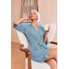 Ekouaer Robes for Women Waffle Knit Bathrobe Soft Lightweight Knee Length Loungewear S-XXL(Light Blue)