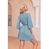 Ekouaer Robes for Women Waffle Knit Bathrobe Soft Lightweight Knee Length Loungewear S-XXL(Light Blue)