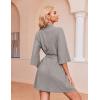 Ekouaer Robes for Women Waffle Knit Bathrobe Soft Lightweight Knee Length Loungewear S-XXL(Light Grey)
