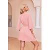 Ekouaer Robes for Women Waffle Knit Bathrobe Soft Lightweight Knee Length Loungewear S-XXL(Light Pink)